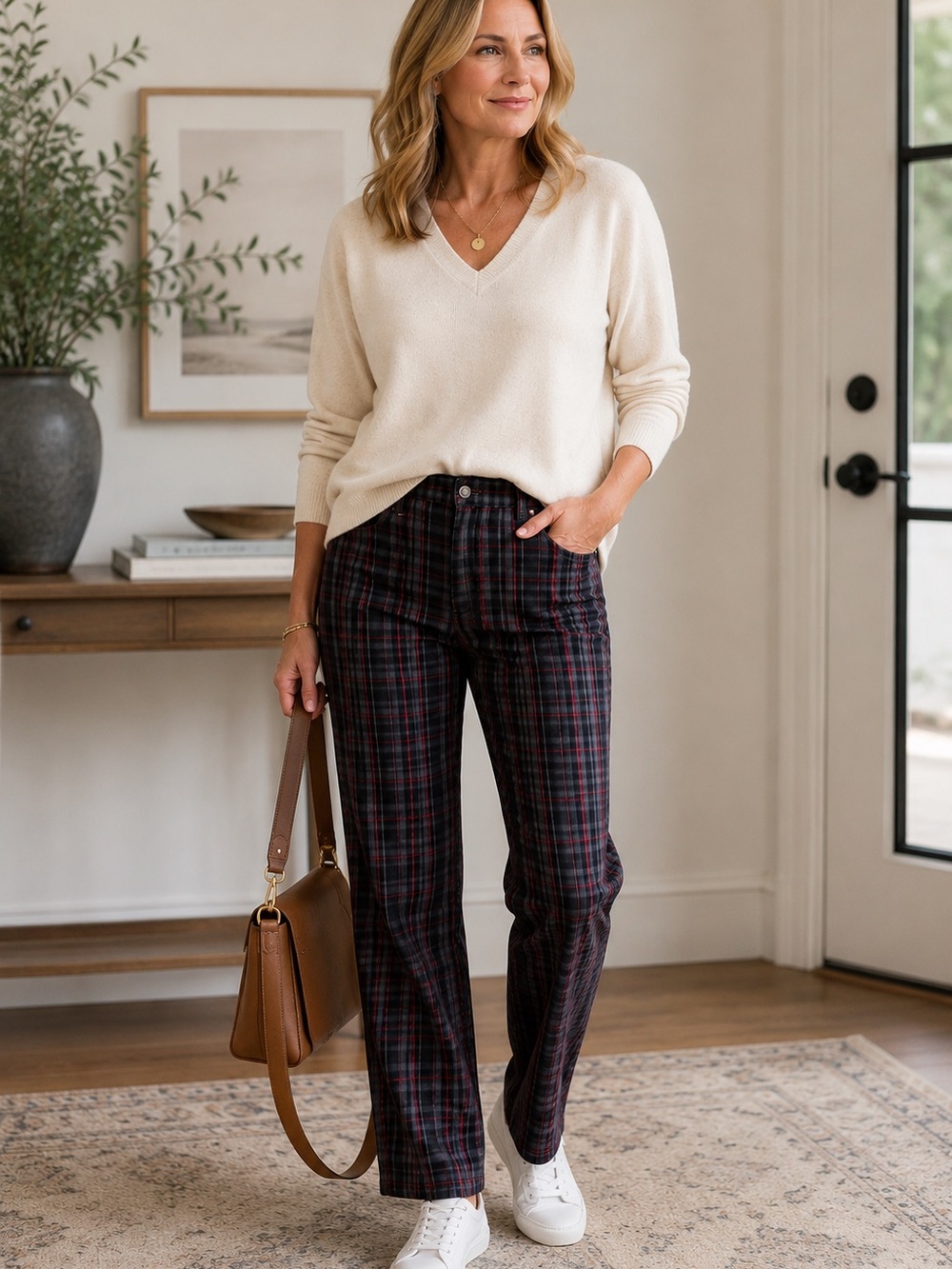 Charter Club Black & Red Plaid Button Front Shirt